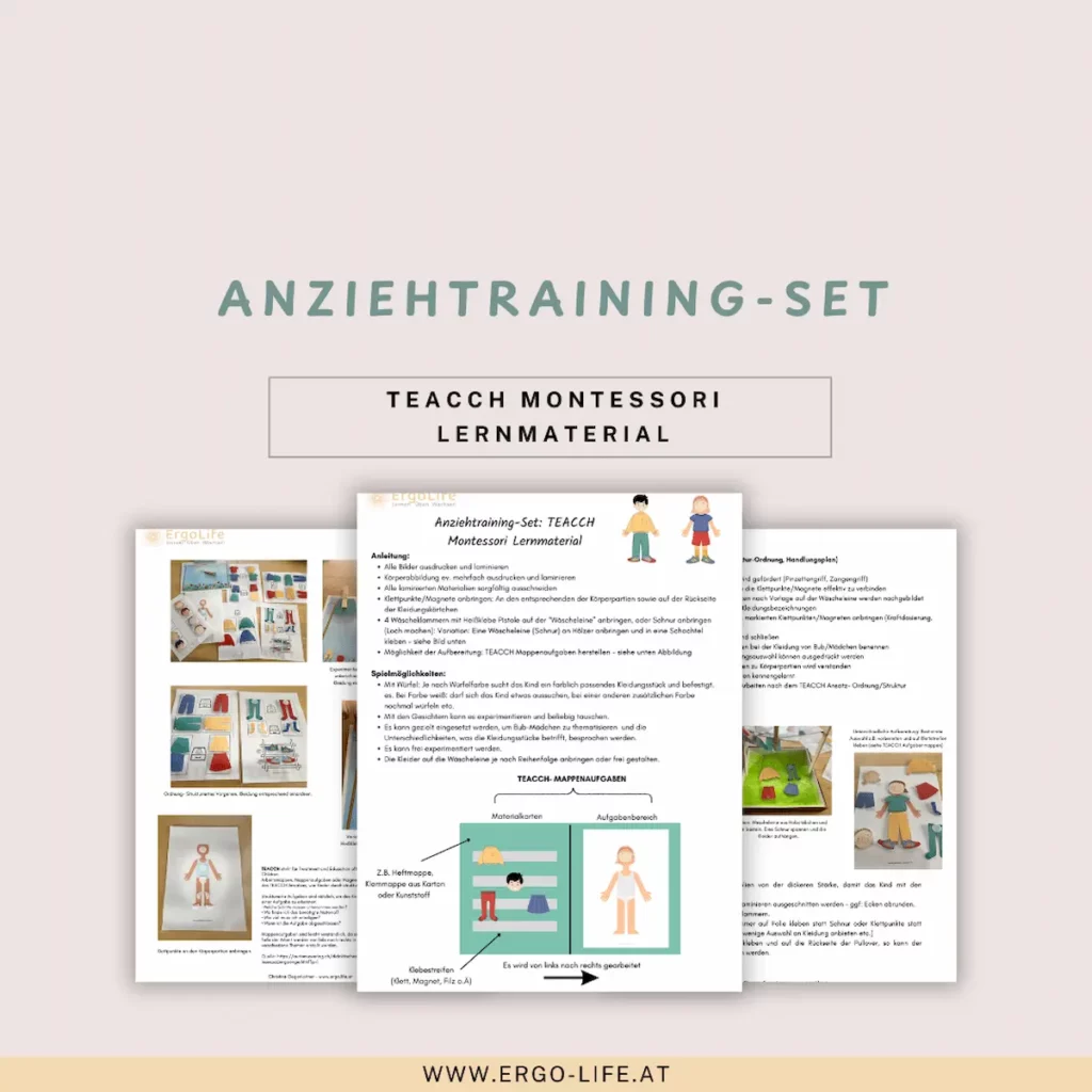 Titelbild „Anziehtraining-Set – TEACCH-Montessori-Lernmaterial“