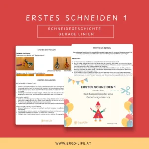 Erstes Schneiden 1 – Gerade Linien: Titelseite, Anleitung und Geschichtenseite im Überblick
