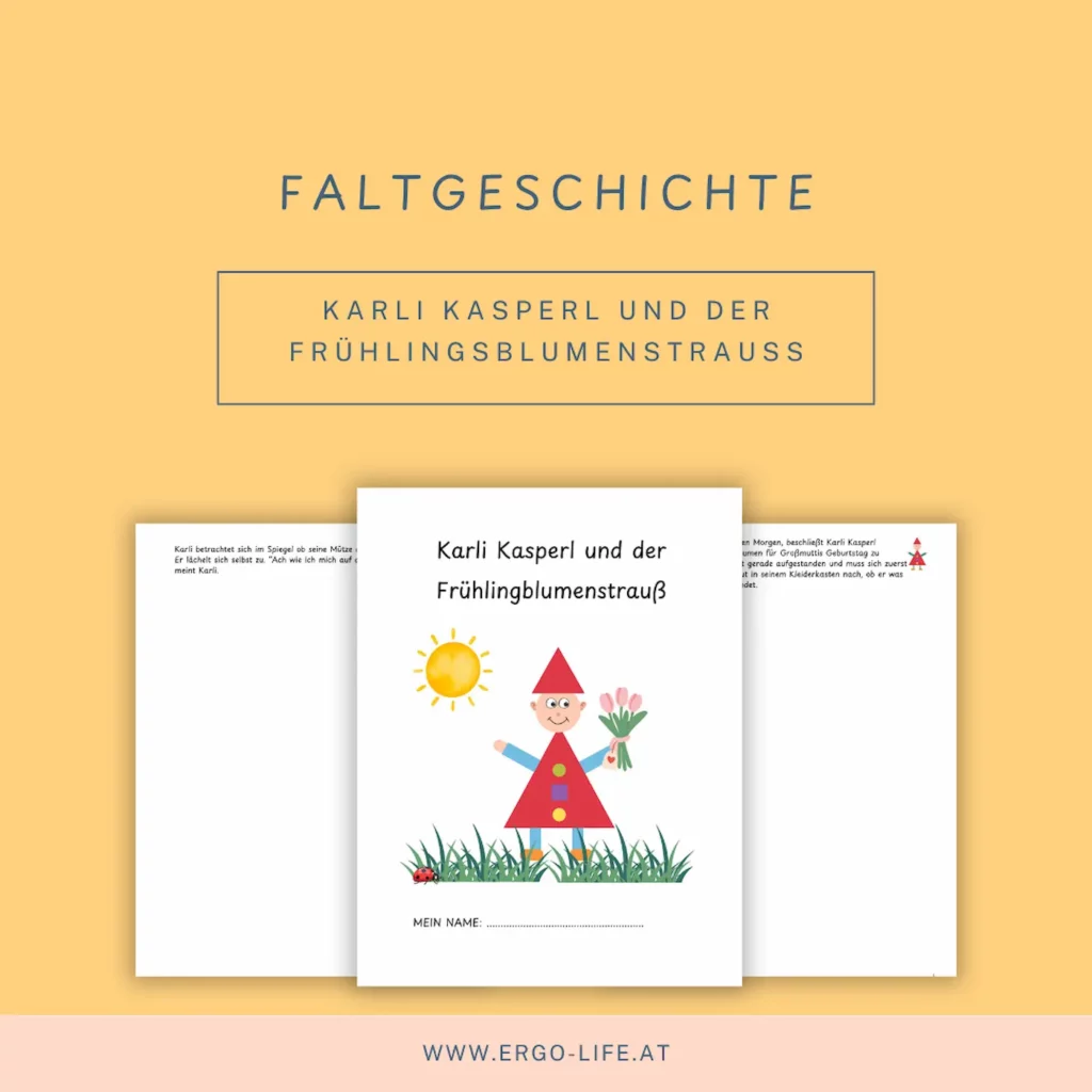 Titelbild „Faltgeschichte – Karli Kasperl und der Frühlingsblumenstrauß“