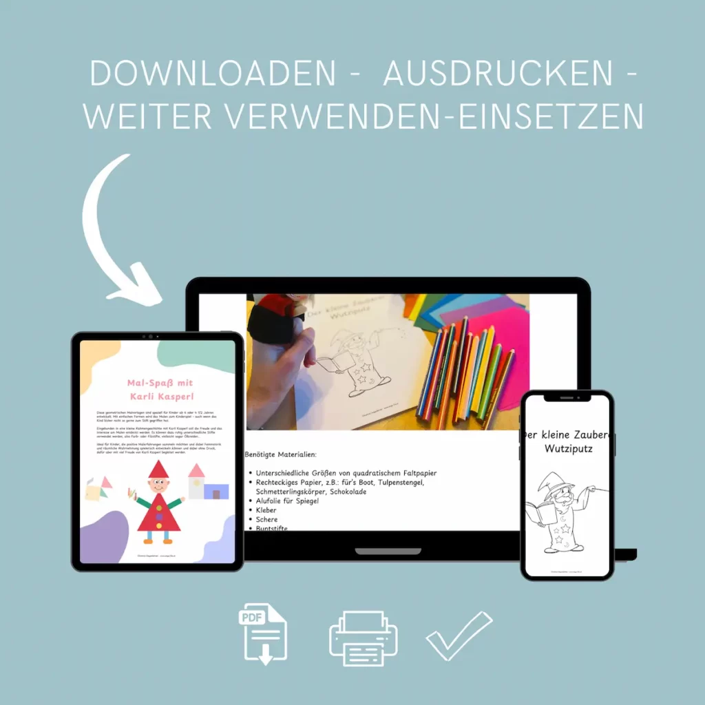 Mal- und Faltvorlagen auf Tablet, Laptop und Handy: downloaden, ausdrucken, einsetzen