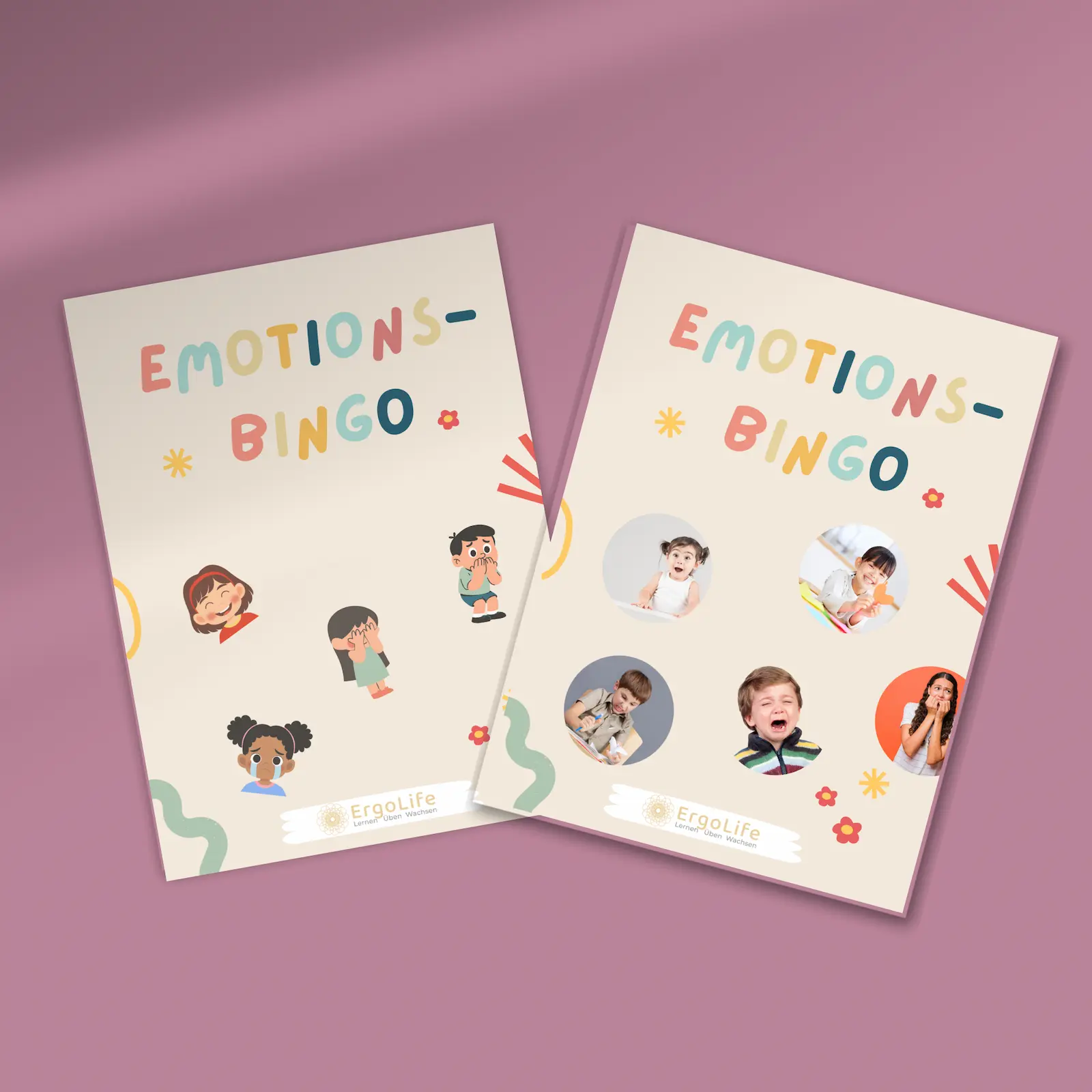Emotions-Bingo mit Illustrationen und mit echten Fotos als Komplett-Set