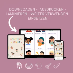 Emotions-Bingo auf Tablet, Laptop und Handy: downloaden, ausdrucken, laminieren